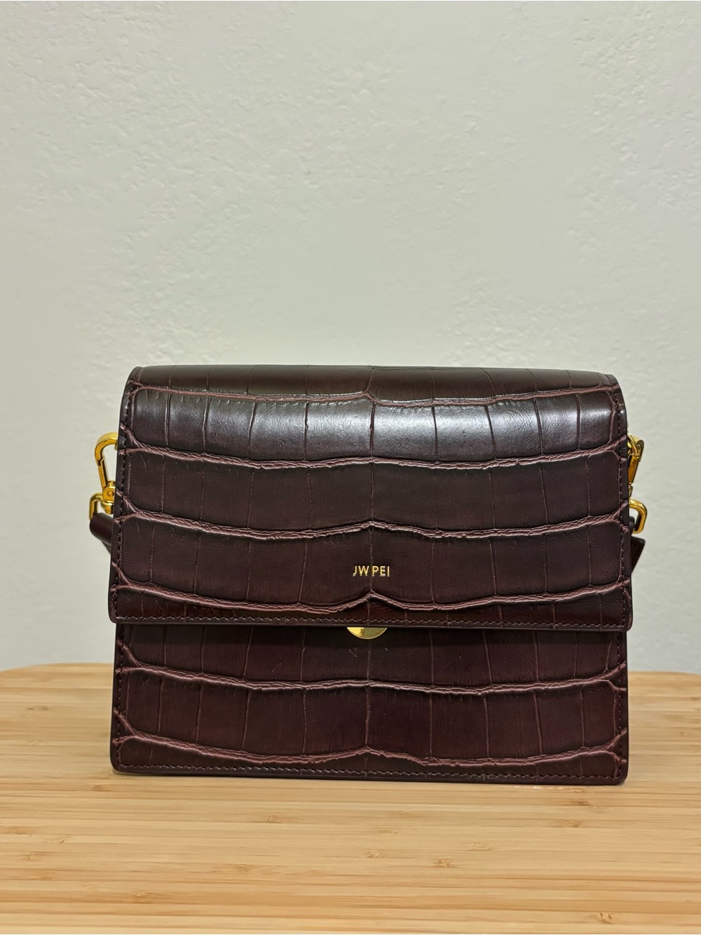 JW PEI Mini Flap Bag - Brown Croc
